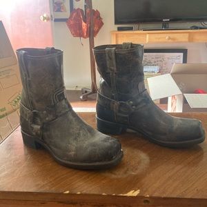 Frye Conway Harness Boots Mens Size 12 Distressed Brown Made In USA